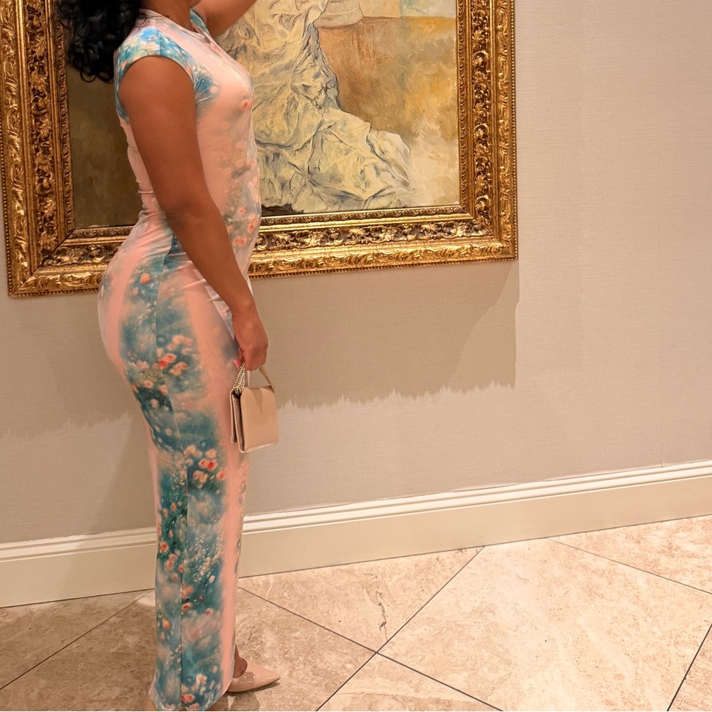 AFRM Pink & Teal Floral Maxi Dress - Picture 3 of 4